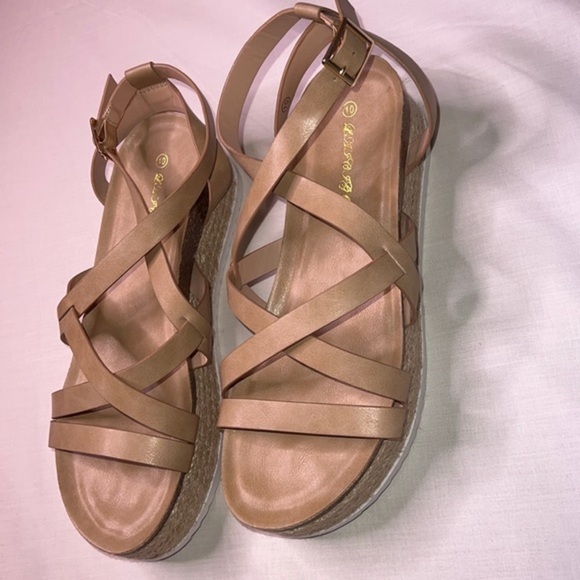 Saodimallsu Wedge Espadrilles Platform Cross Strap Ankle Buckle Open Toe… - Picture 1 of 4